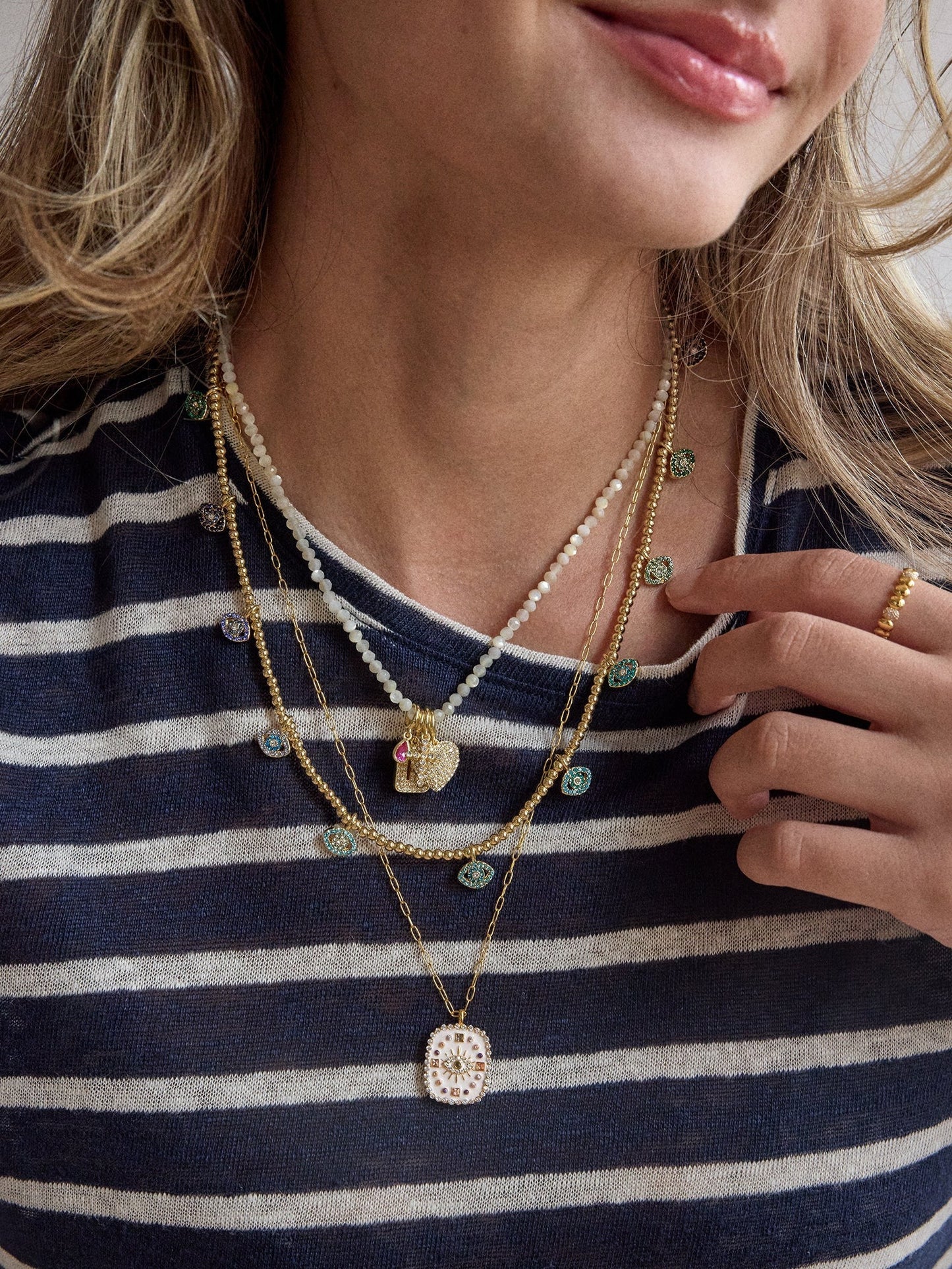 Mini Semi-Precious Necklace - Mother of Pearl