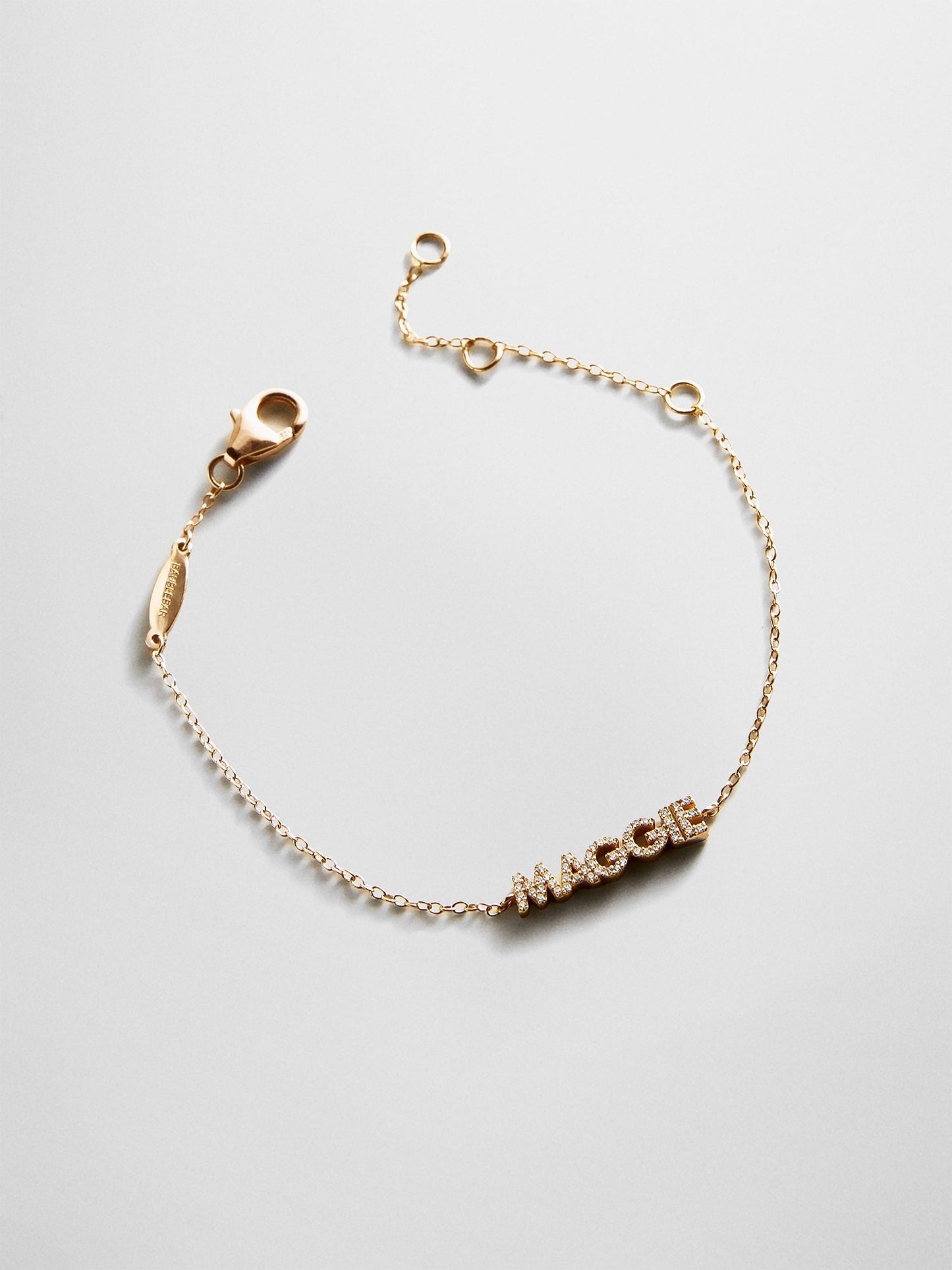 14K Gold/Pavé Custom Block Multi Name Bracelet - 1 Name