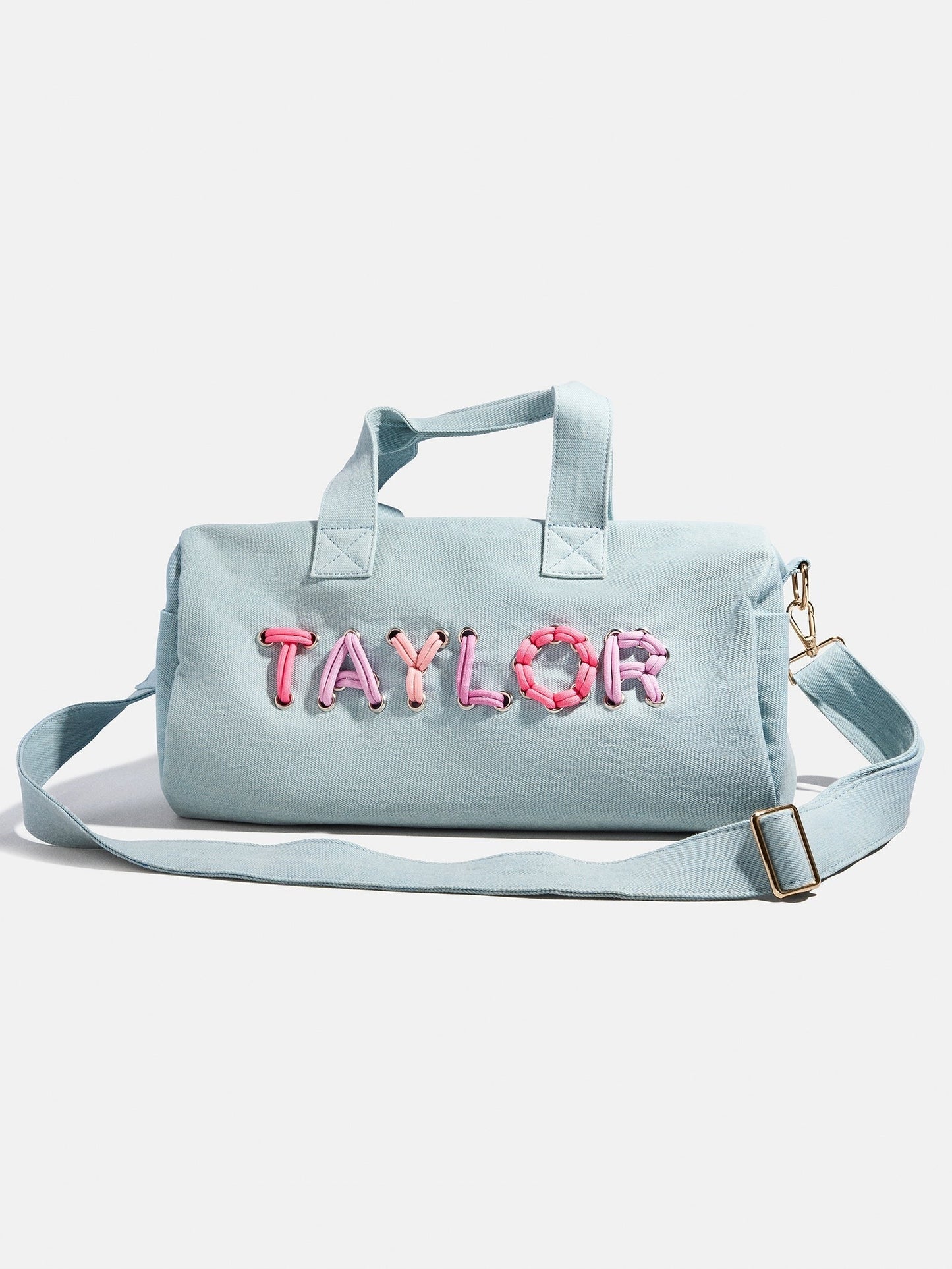 Thready to Go Kids’ Custom Duffle - Light Denim/Pink Multi