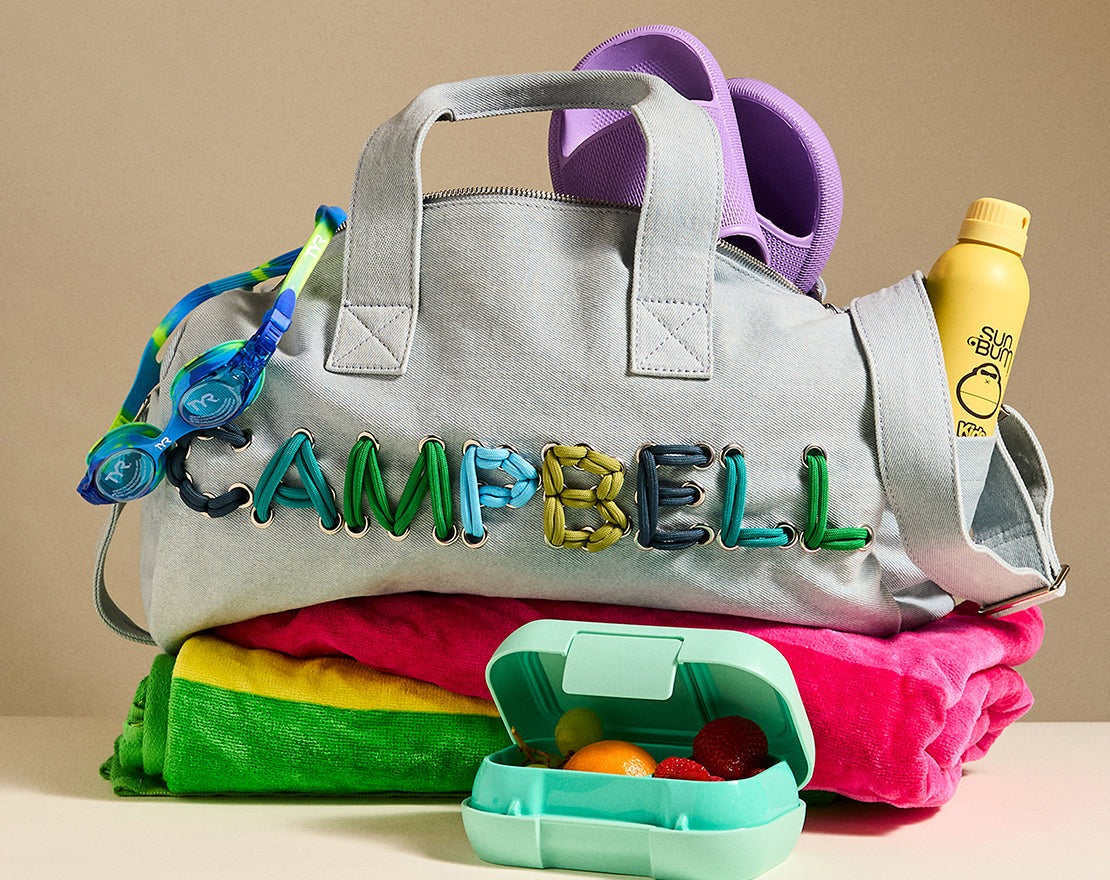 Thready to Go Kids’ Custom Duffle - Light Denim/Blue Multi