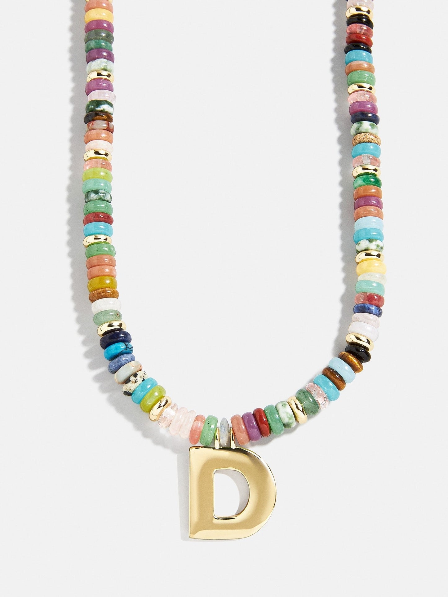 Semi-Precious Block Initial Necklace - Multi/Gold
