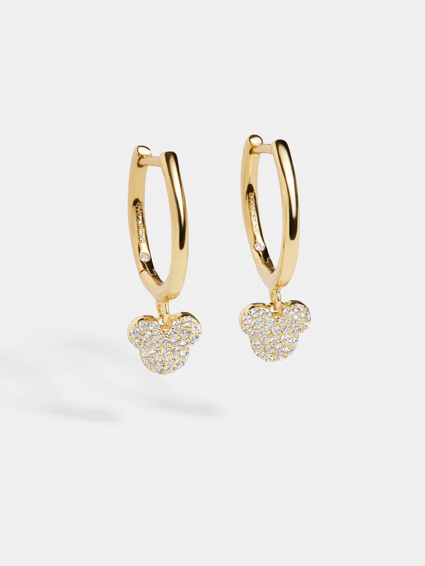 Mickey Mouse Disney 18K Gold Plated Sterling Silver Huggie Charm Earrings - Mickey Mouse