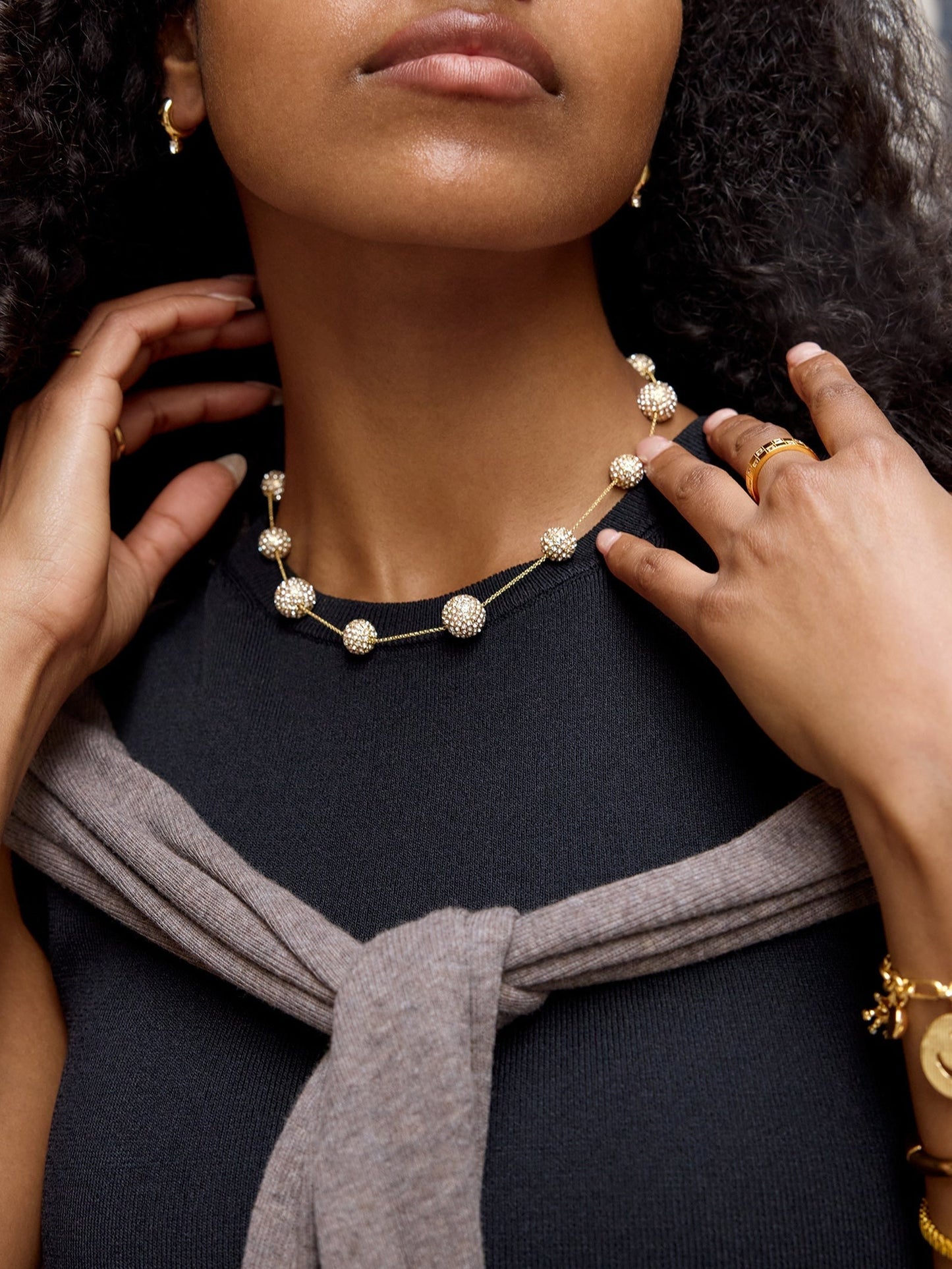 Blair Necklace - Gold/Pavé