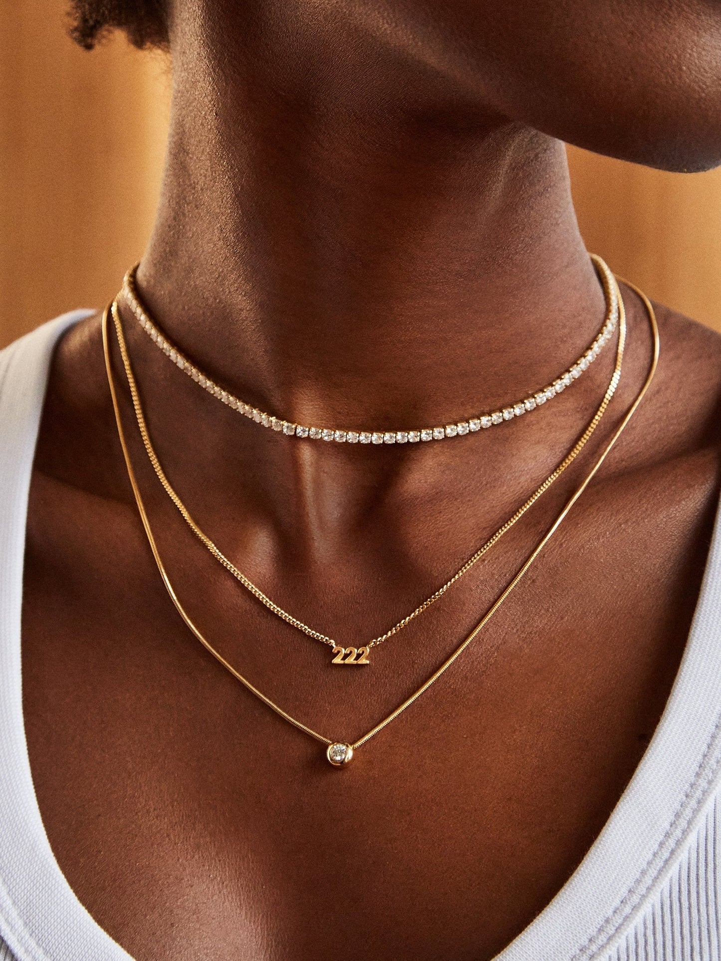 14K Gold Angel Number Custom Nameplate Necklace - Gold