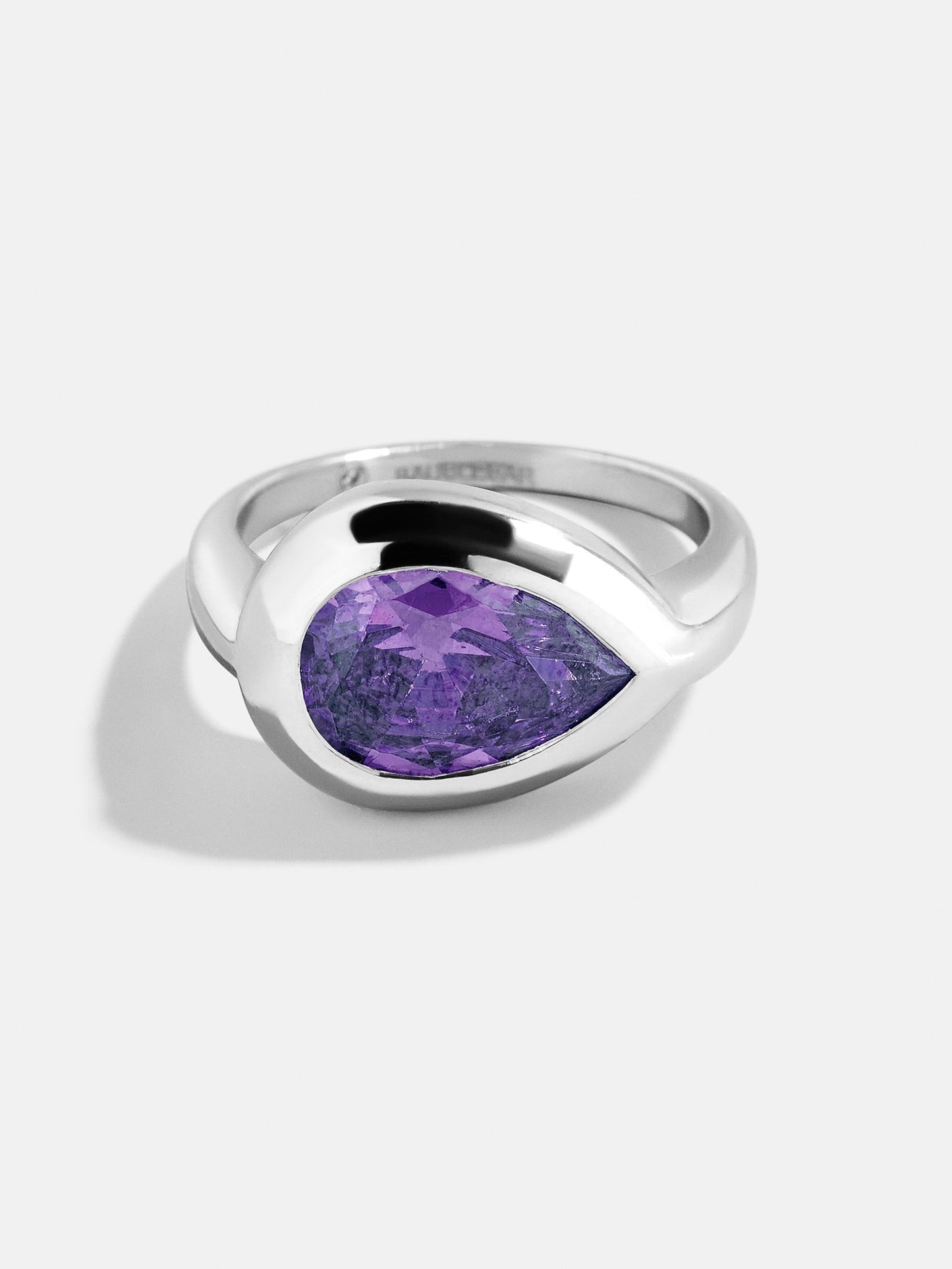 Silver Cubic Zirconia Custom Birthstone Ring - Light Amethyst