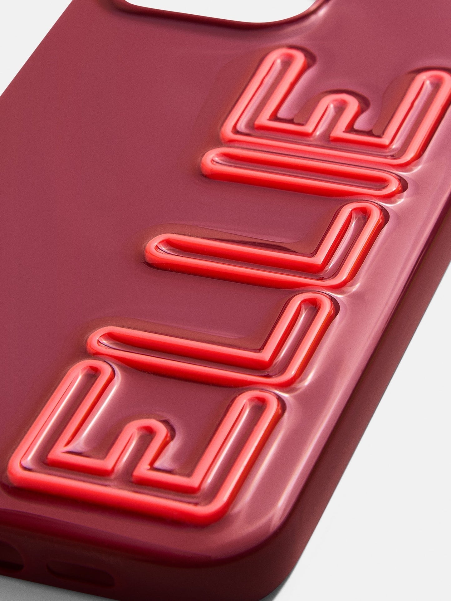 Fine Line Custom iPhone Case - Burgundy/Neon Coral