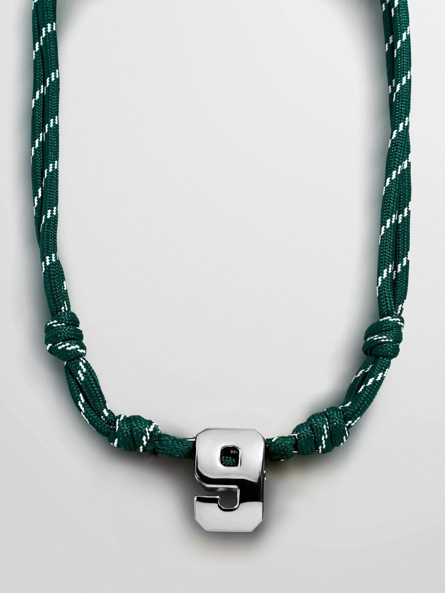 Knotty Varsity Custom Necklace - Dark Green Single Digit