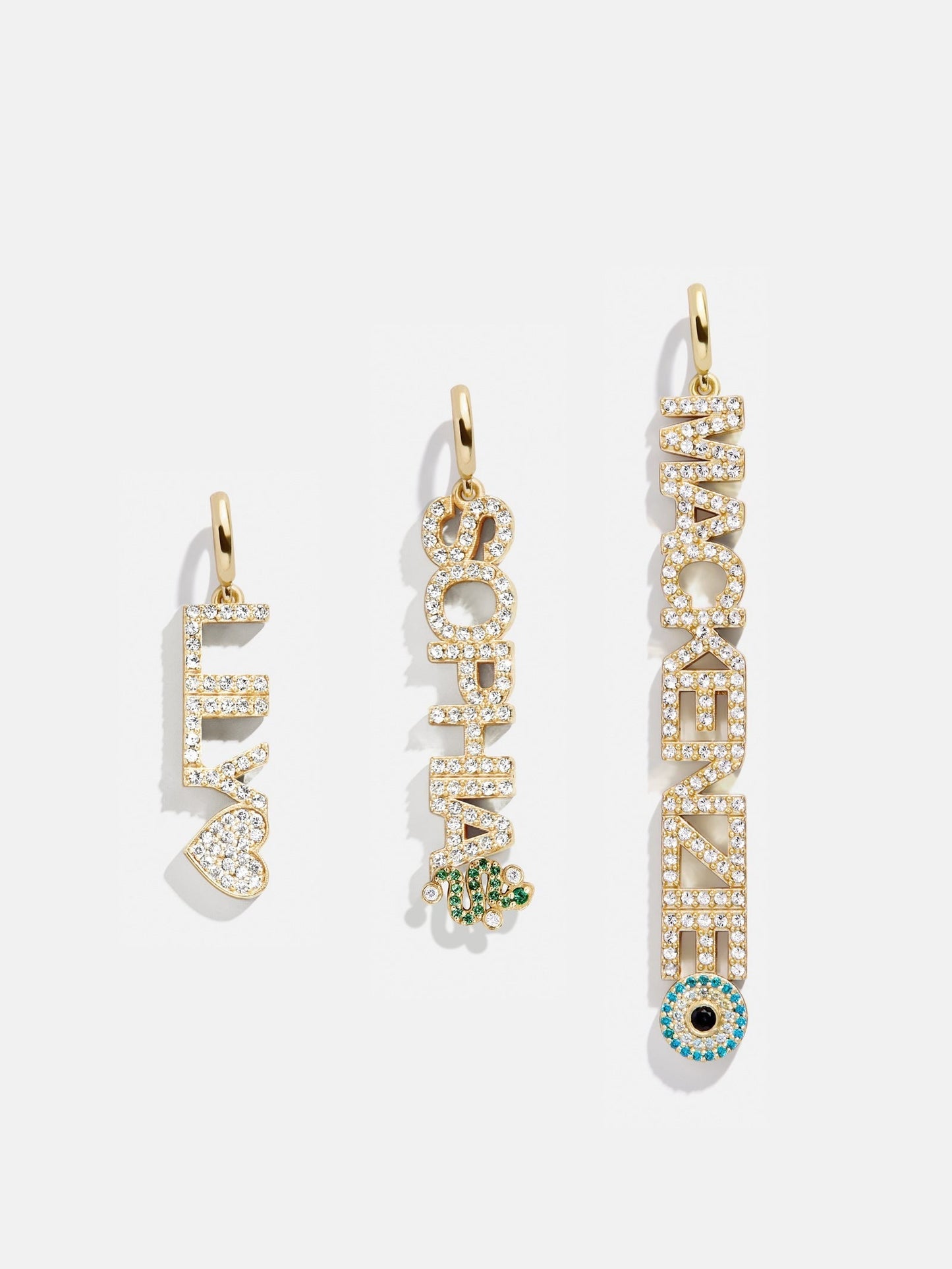 Motif Custom Nameplate Charm - Gold/Pavé