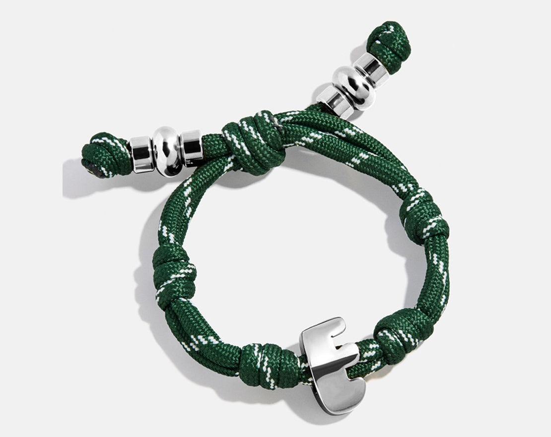 Knotty Initial Custom Bracelet - Dark Green Single Letter