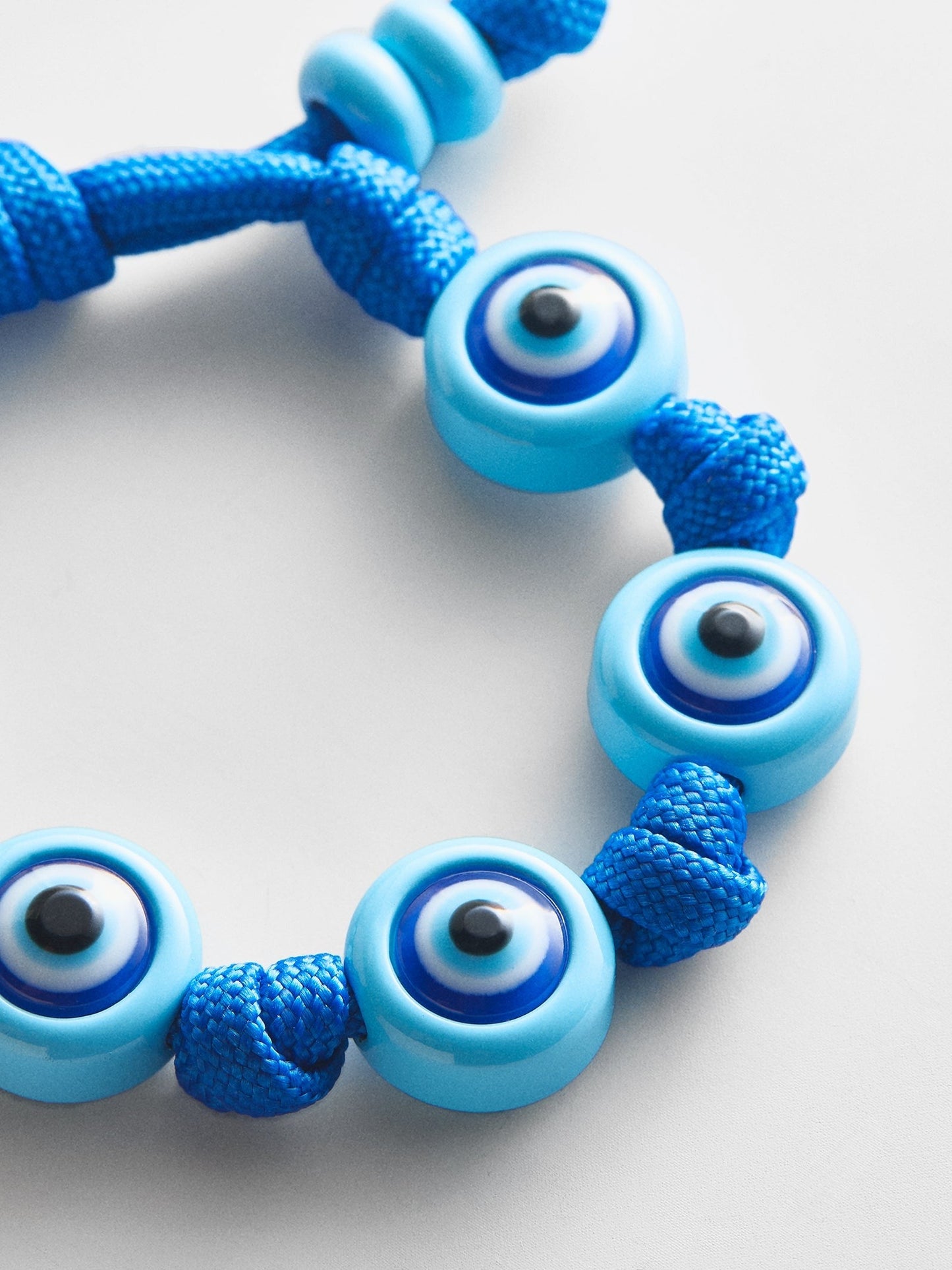 Knotty Good Eye Cord Bracelet - Aqua