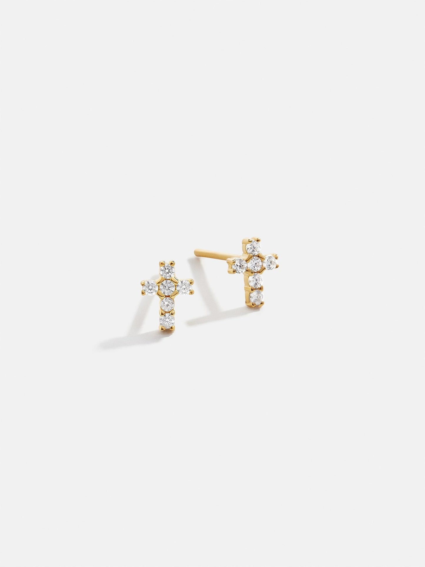 Christina 14K Gold Earrings - Pavé Cross