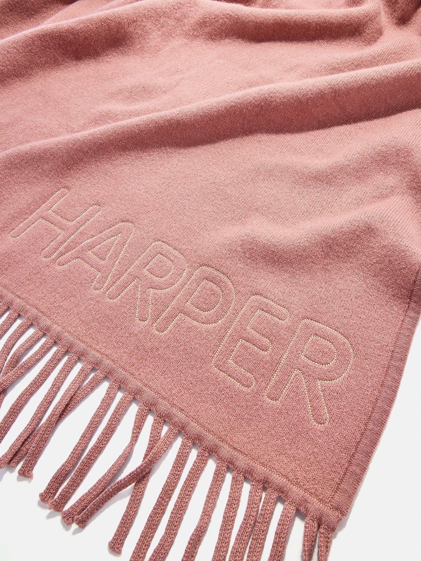 Pure Merino Wool Custom Blanket - Dusty Rose/Cream