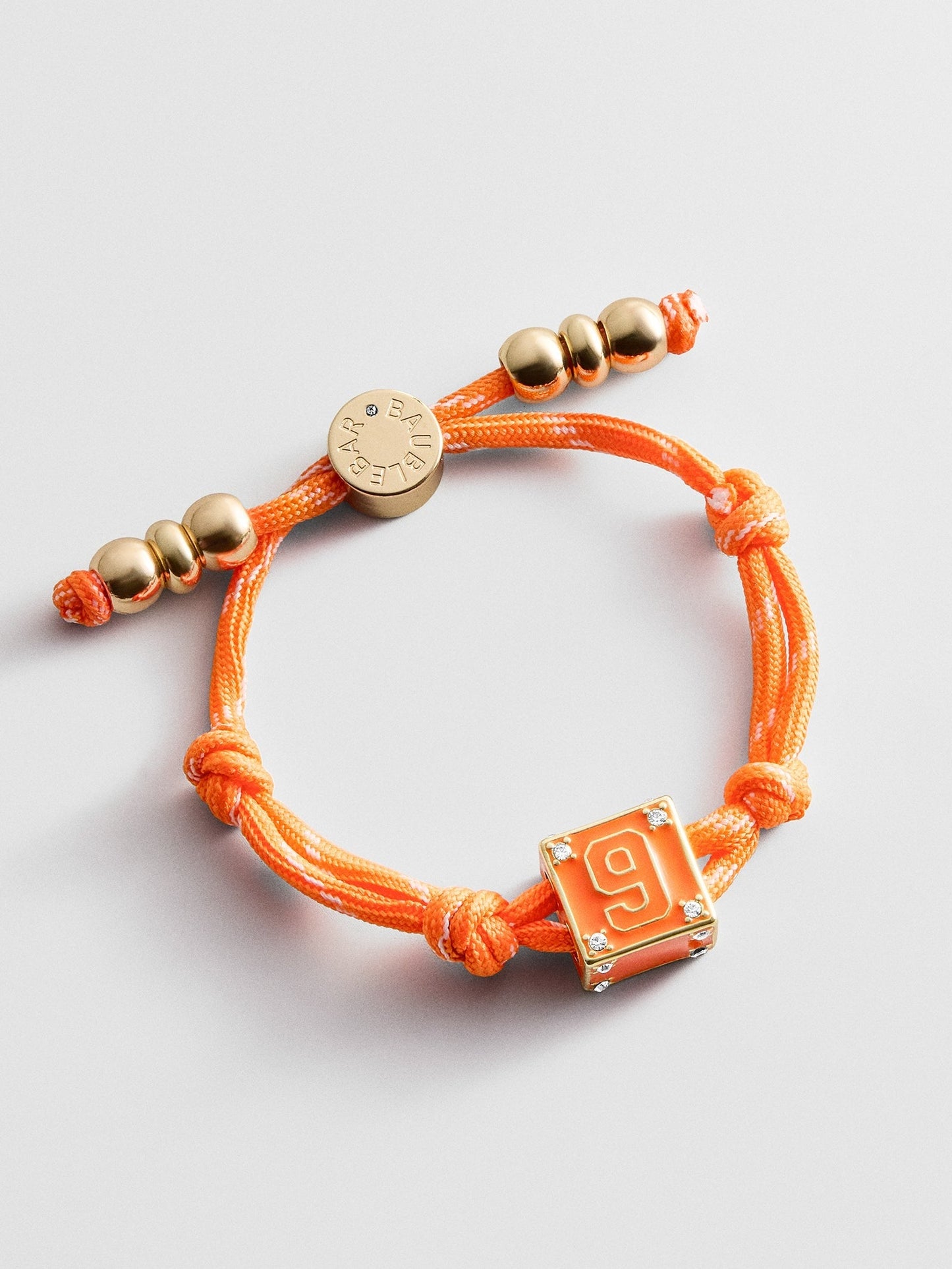 Block Party Varsity Number Custom Bracelet - Tangerine Single Digit
