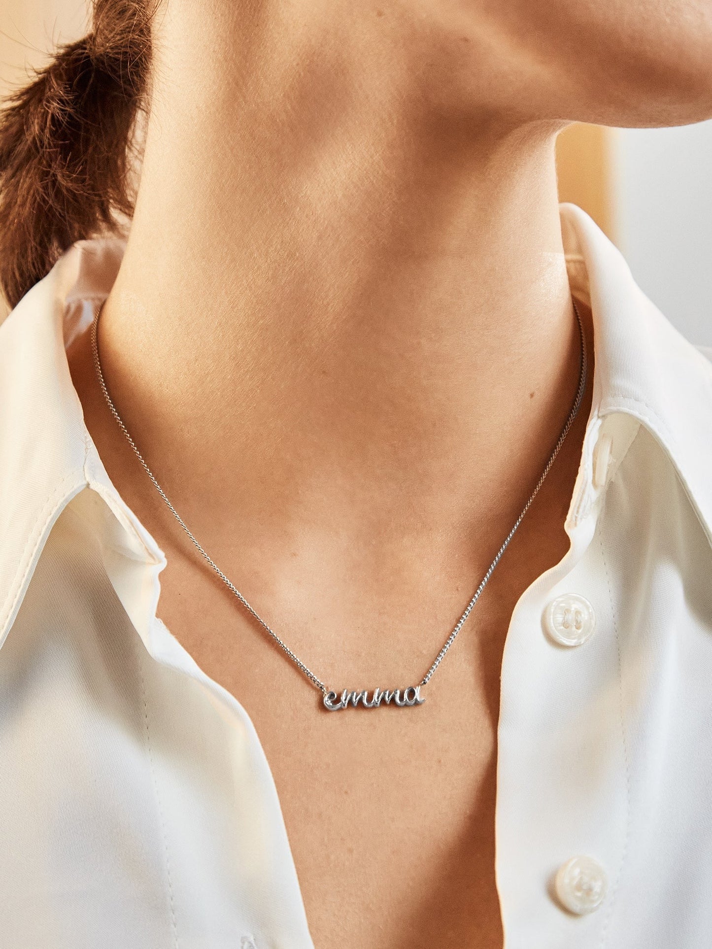 14K Gold Custom Nameplate Necklace - 3D Script