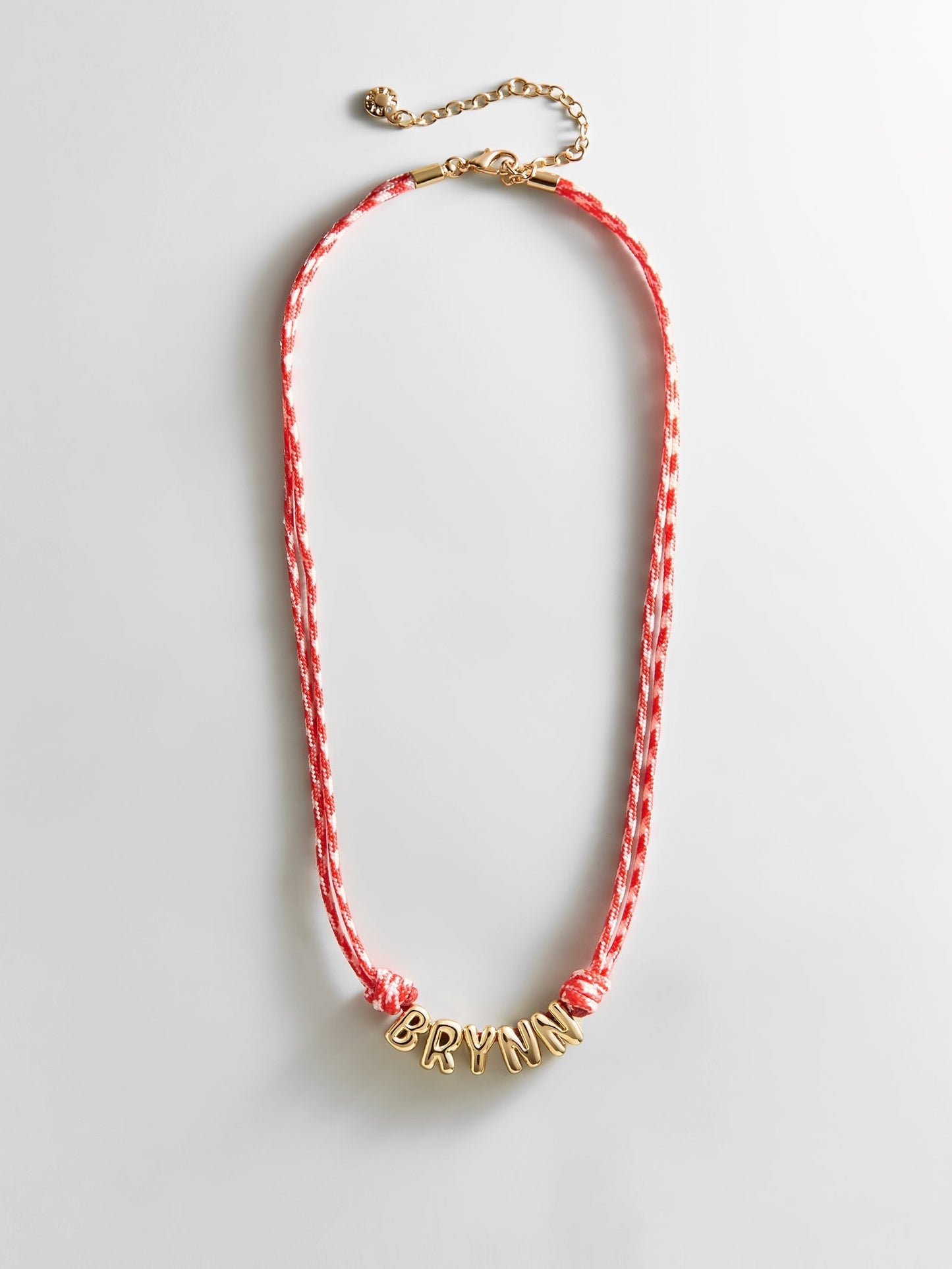 Bubble Letter Custom Paracord Necklace - Red/White