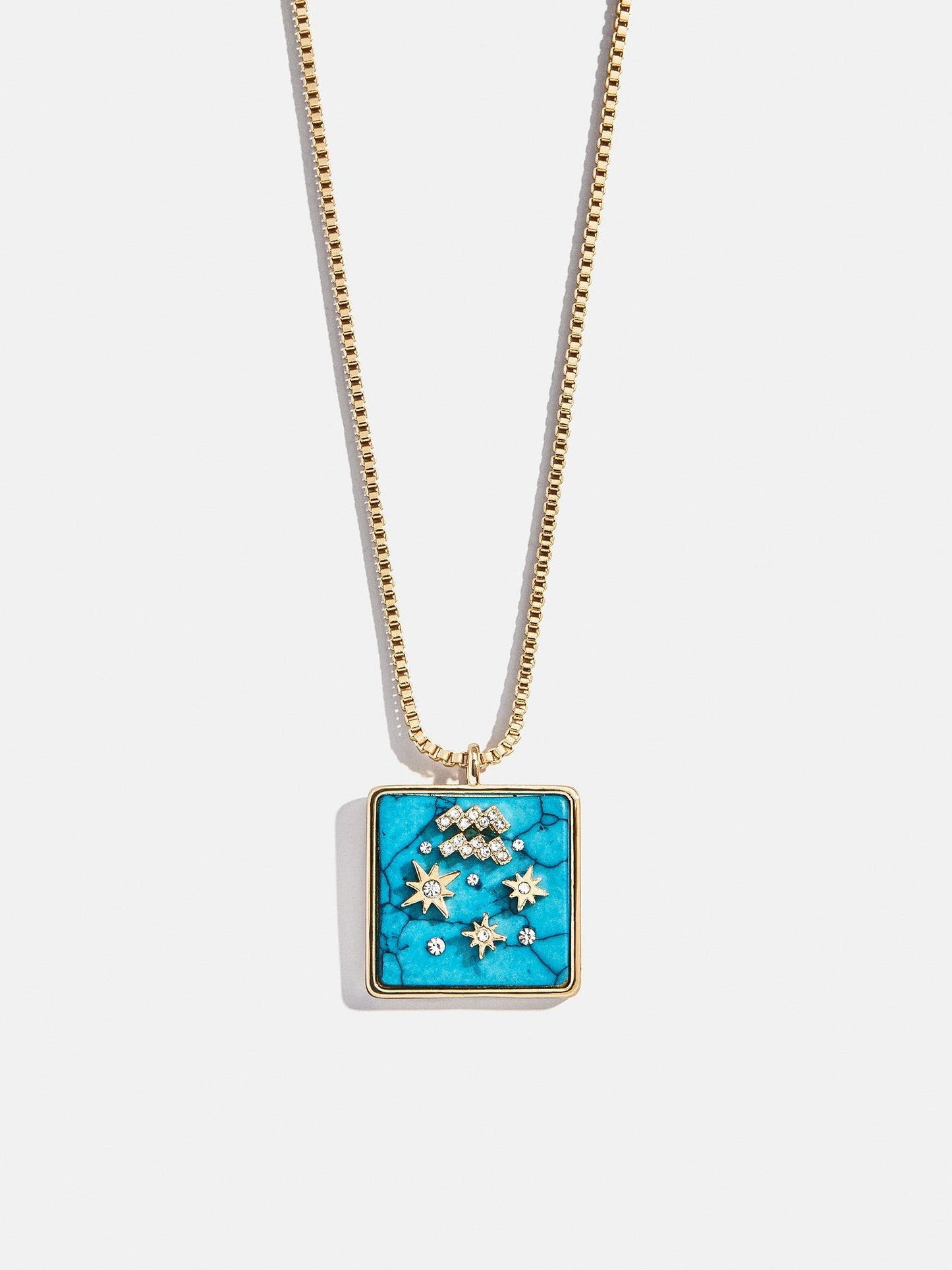 Semi-Precious Zodiac Pendant Necklace - Aquarius