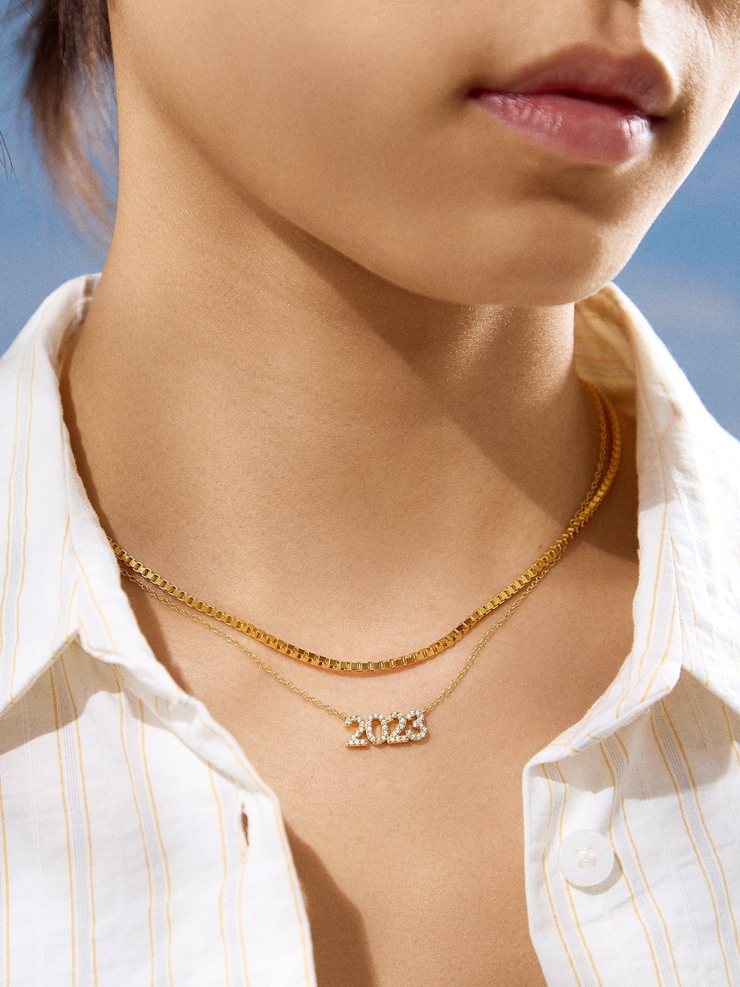 14K Gold Block Font Custom Number Necklace - Block Font Numbers