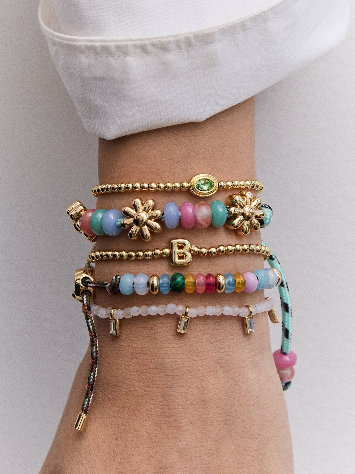 Happy Here Beaded Bracelet - Flower
