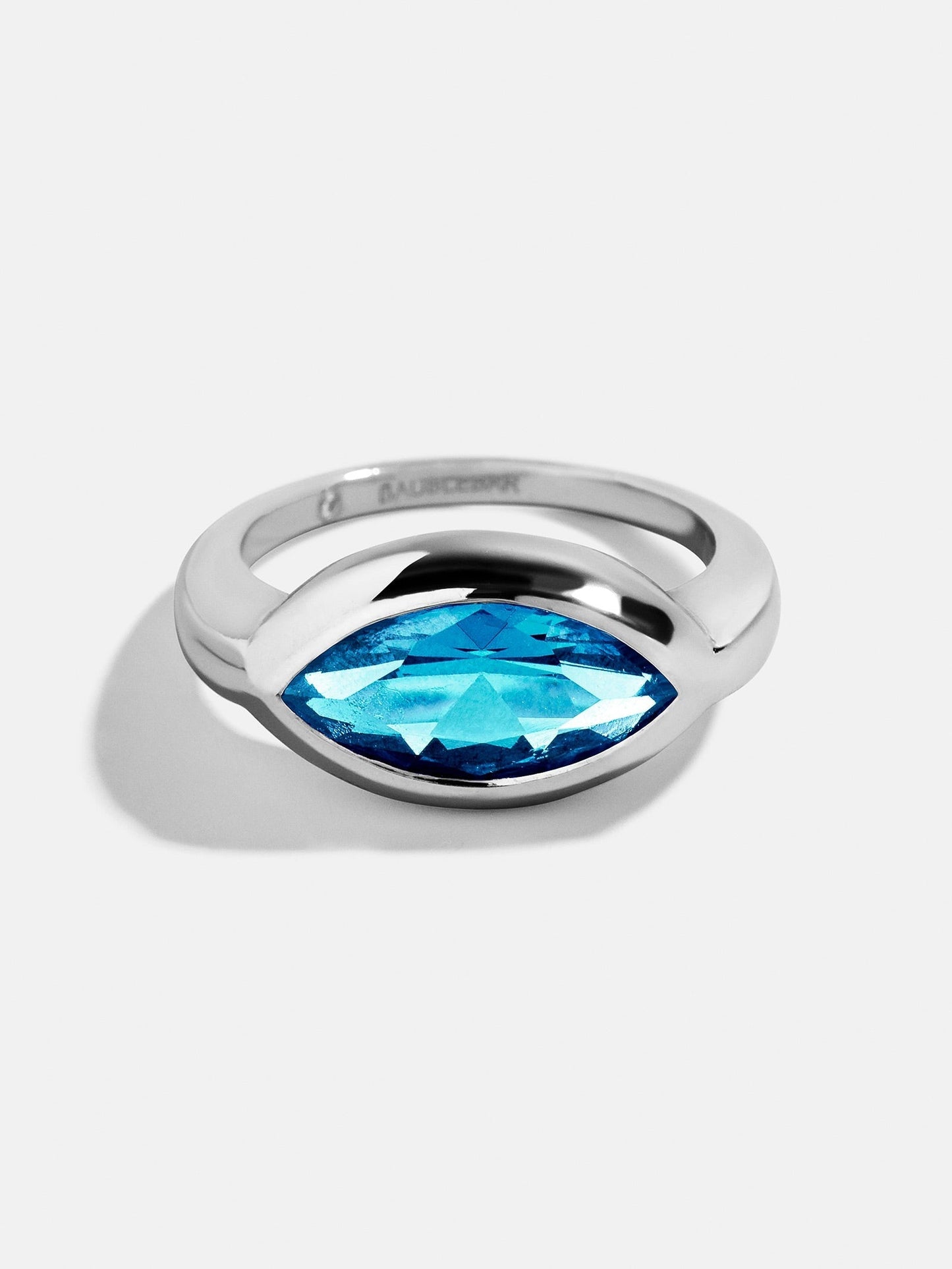 Silver Cubic Zirconia Custom Birthstone Ring - Blue Zircon