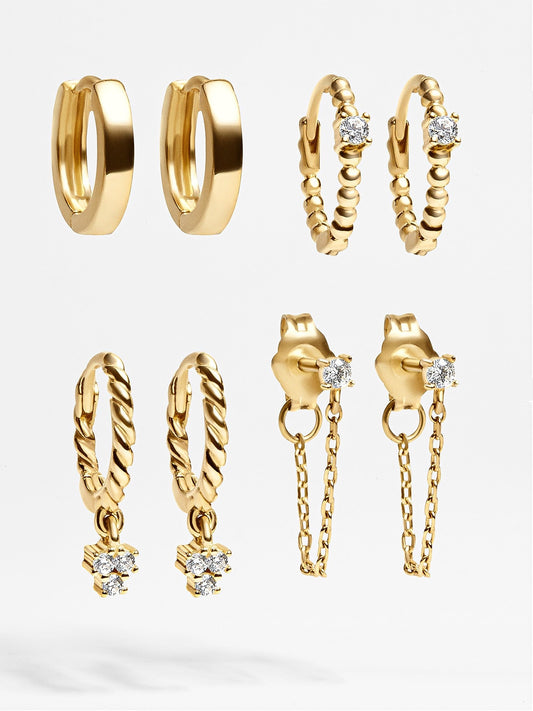 Luna 14K Gold Earring Set - Luna 18K Gold Earring Set