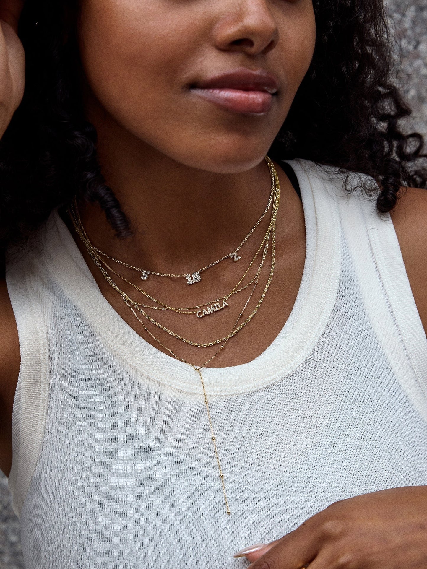 Varsity Number Custom Necklace - Three Gold Stations