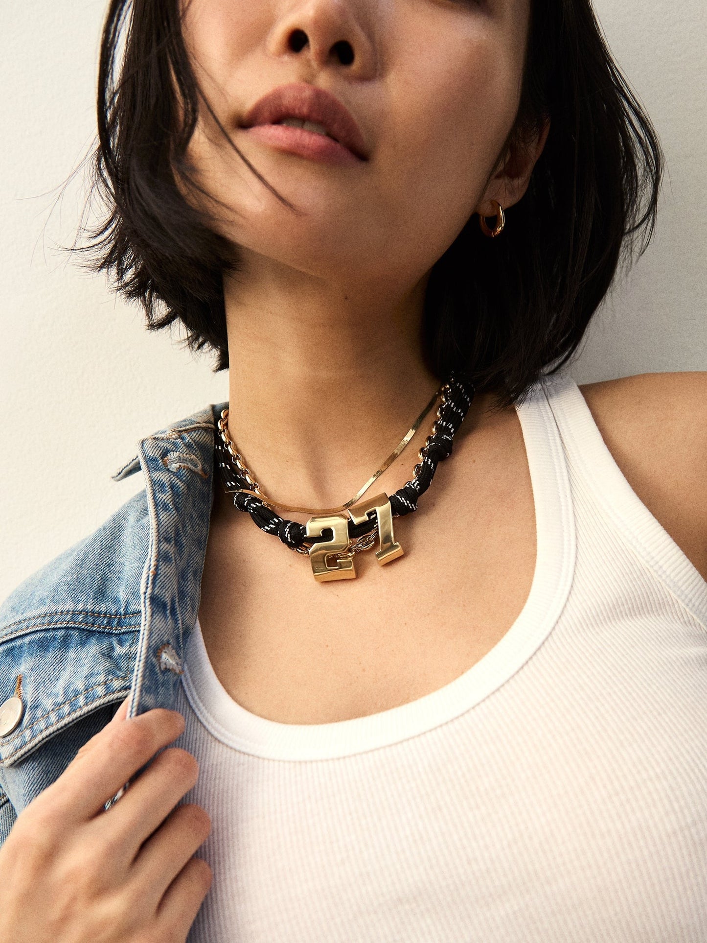 Knotty Varsity Custom Necklace - Onyx Single Digit