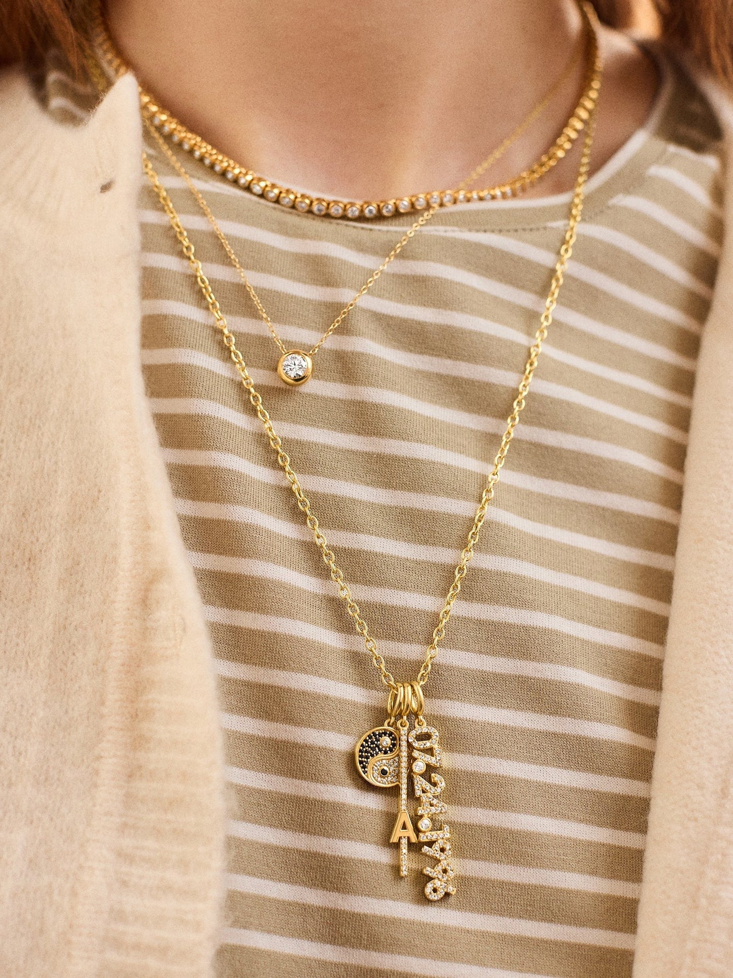 Custom Initial Charm - Gold/Pavé