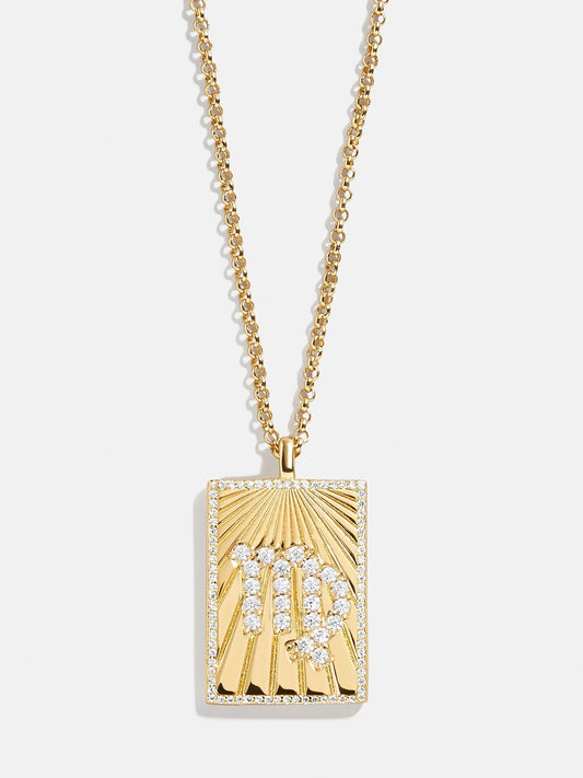 Reversible 18K Gold Zodiac Pendant Necklace - Virgo