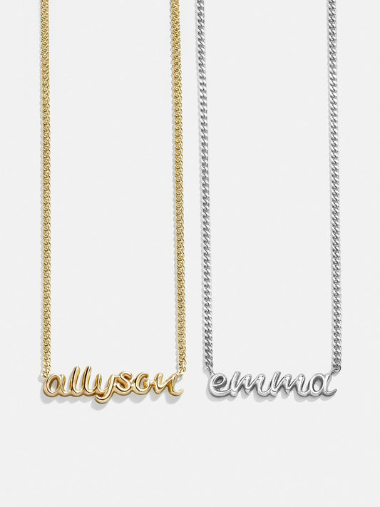 14K Gold Custom Nameplate Necklace - 3D Script