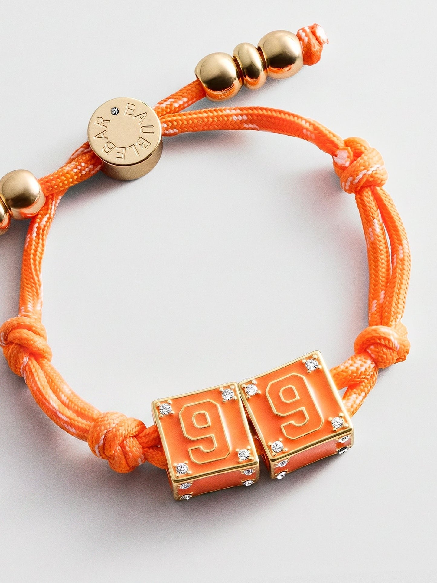 Block Party Varsity Number Custom Bracelet - Tangerine Double Digit