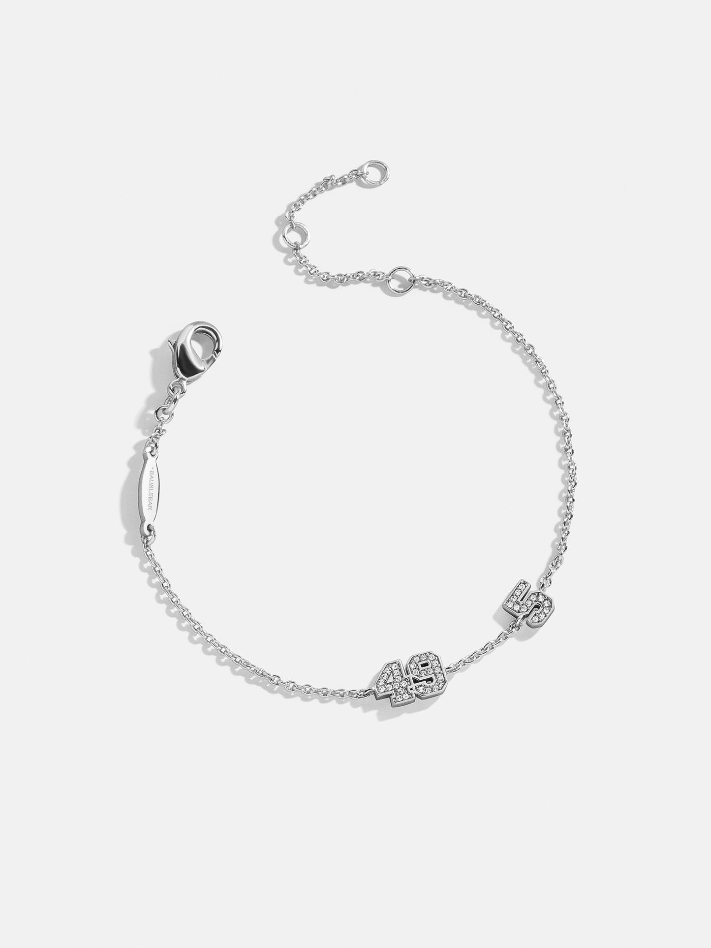 Varsity Number Custom Bracelet - Two Silver Stations