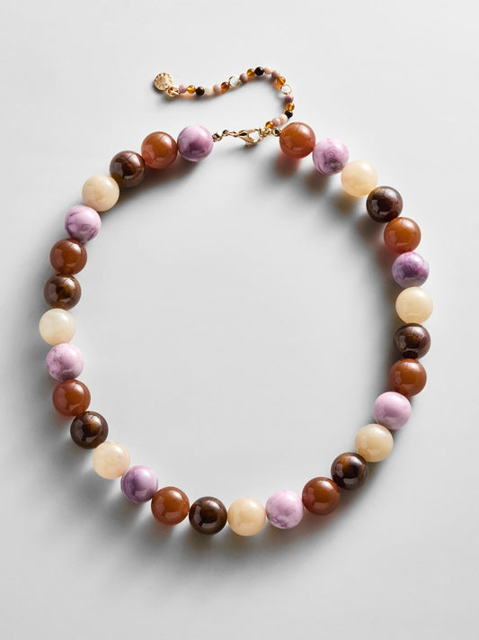 Mini Jane Beaded Necklace - Brown Multi Bead