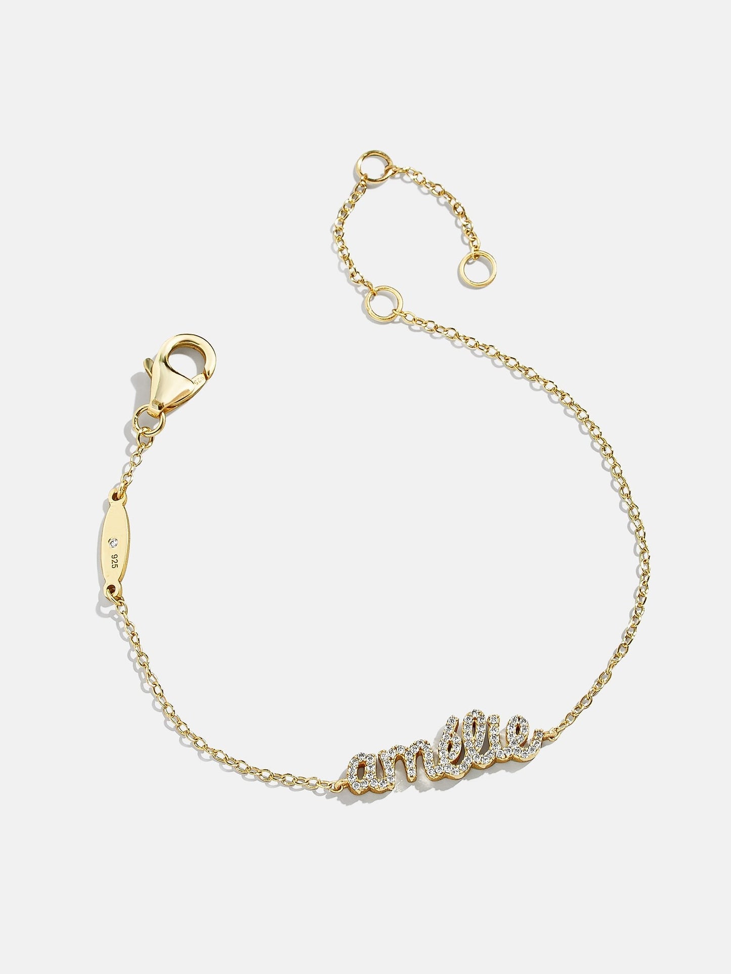 14K Gold Pavé Custom Nameplate Bracelet - 14K Gold. Pavé Cubic Zirconia Stones