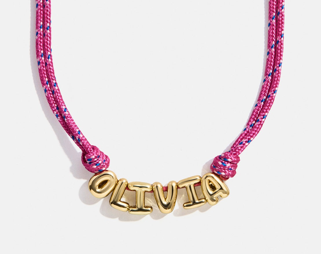 Bubble Letter Custom Paracord Necklace - Hot Pink