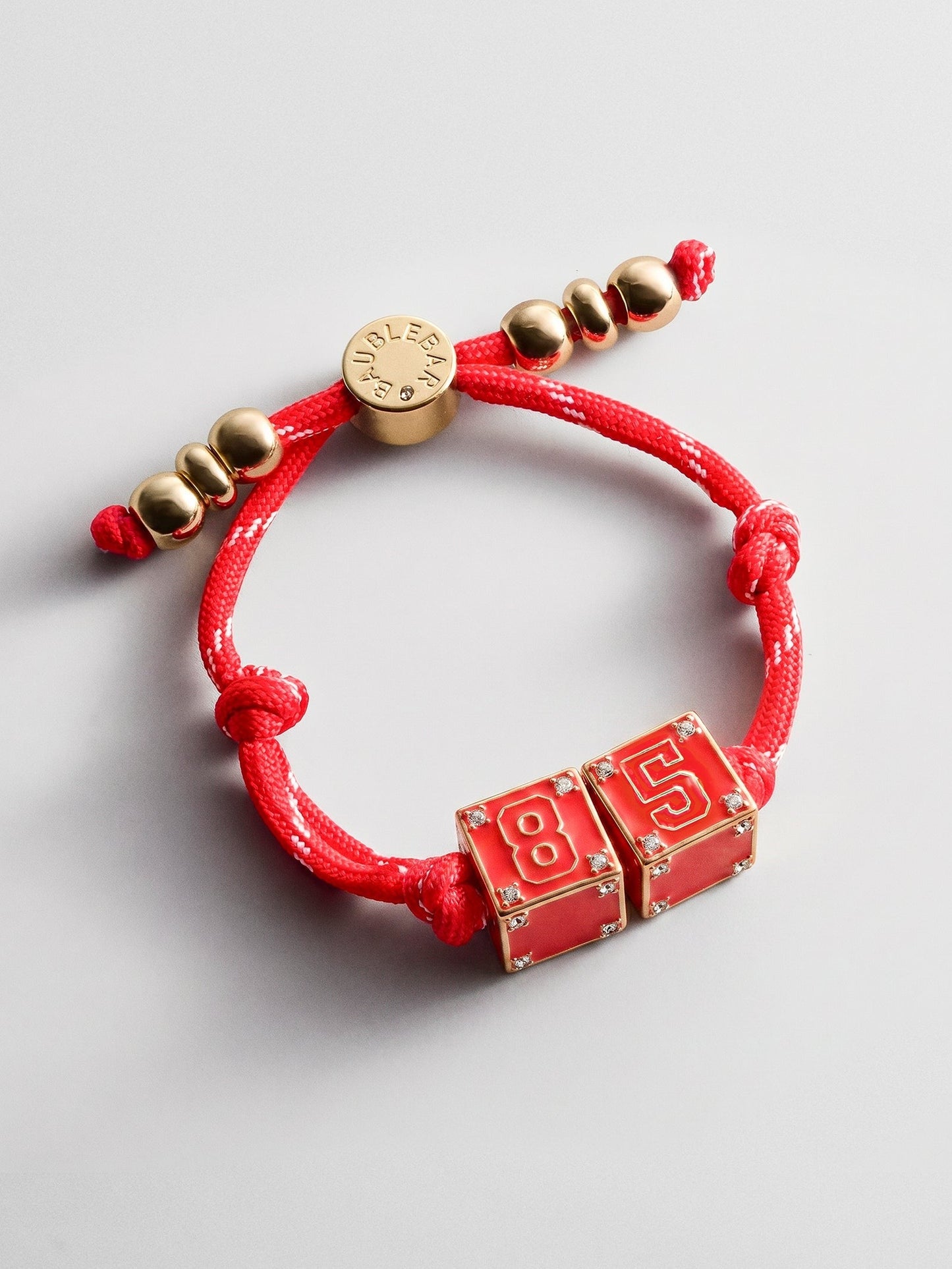 Block Party Varsity Number Custom Bracelet - Cherry Red Double Digit