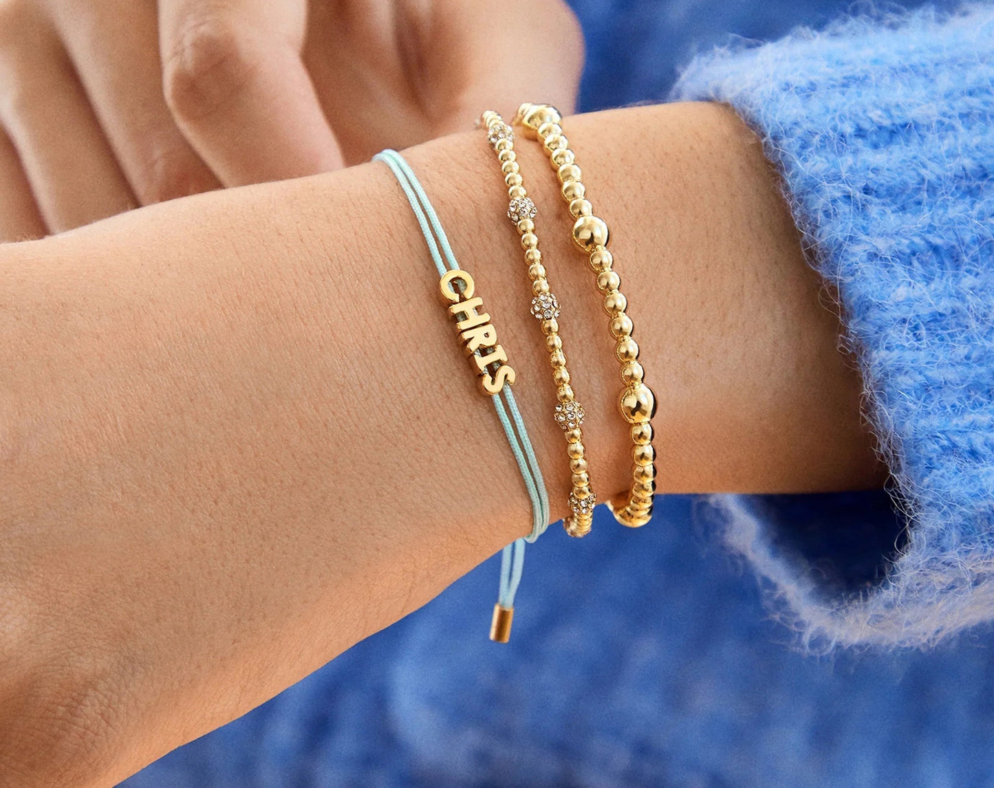Custom Cord Bracelet - Neon Blue