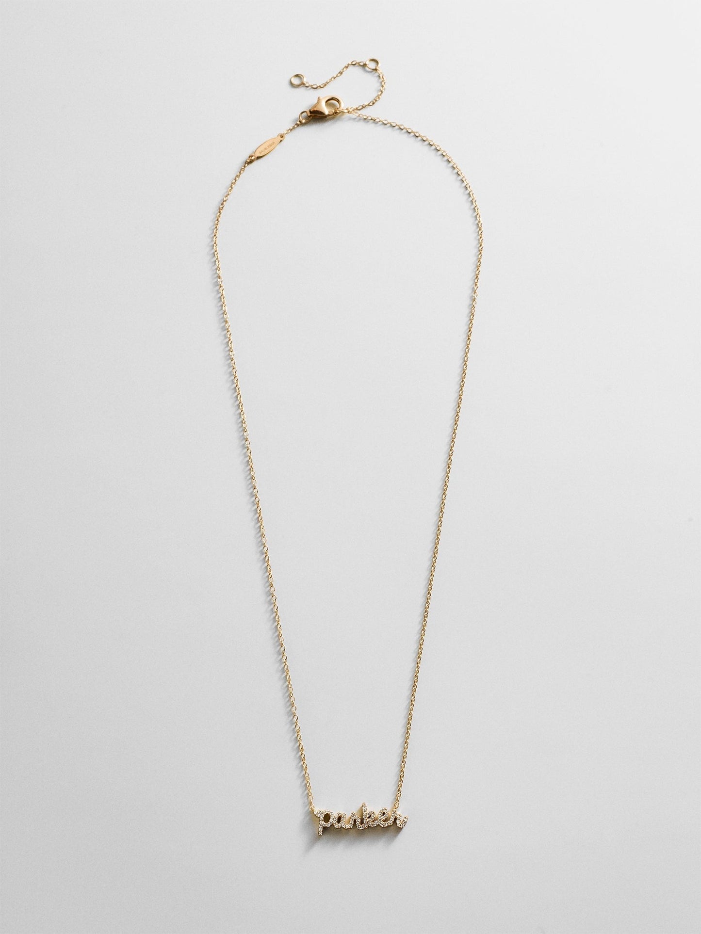 14K Gold Custom Nameplate Necklace - Mini Script
