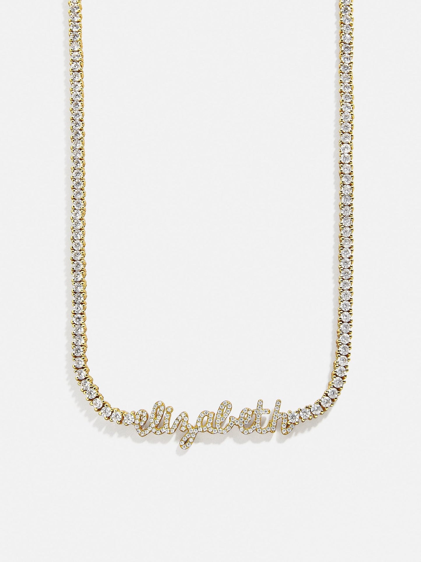 Billie 14K Gold Tennis Custom Nameplate Necklace - Mini Script