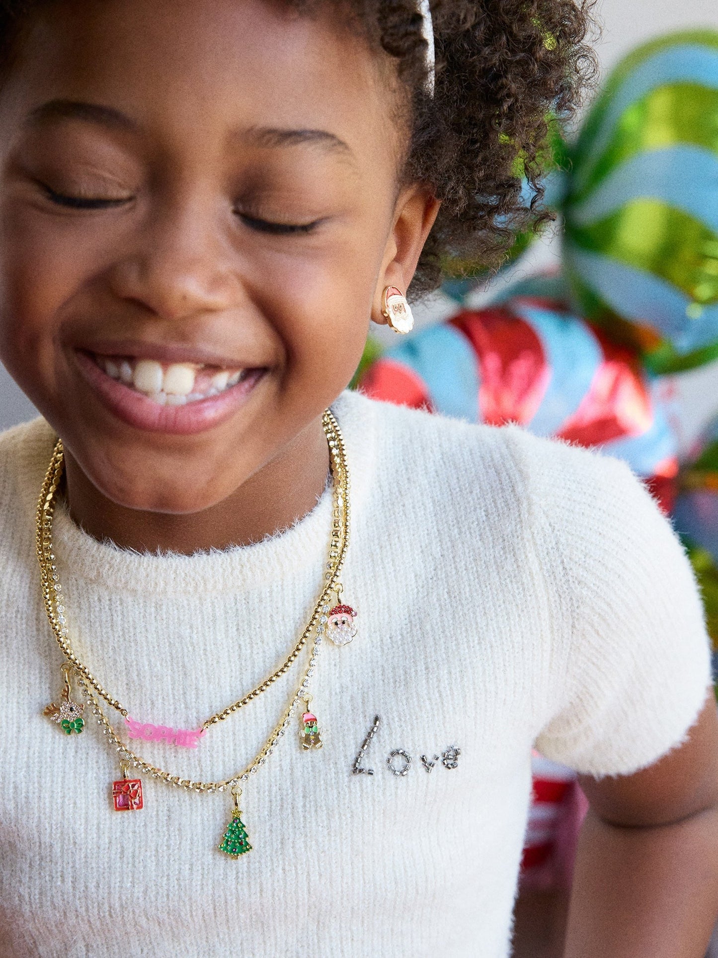 Merry Christmas Kids’ Charm Necklace - Christmas Tree
