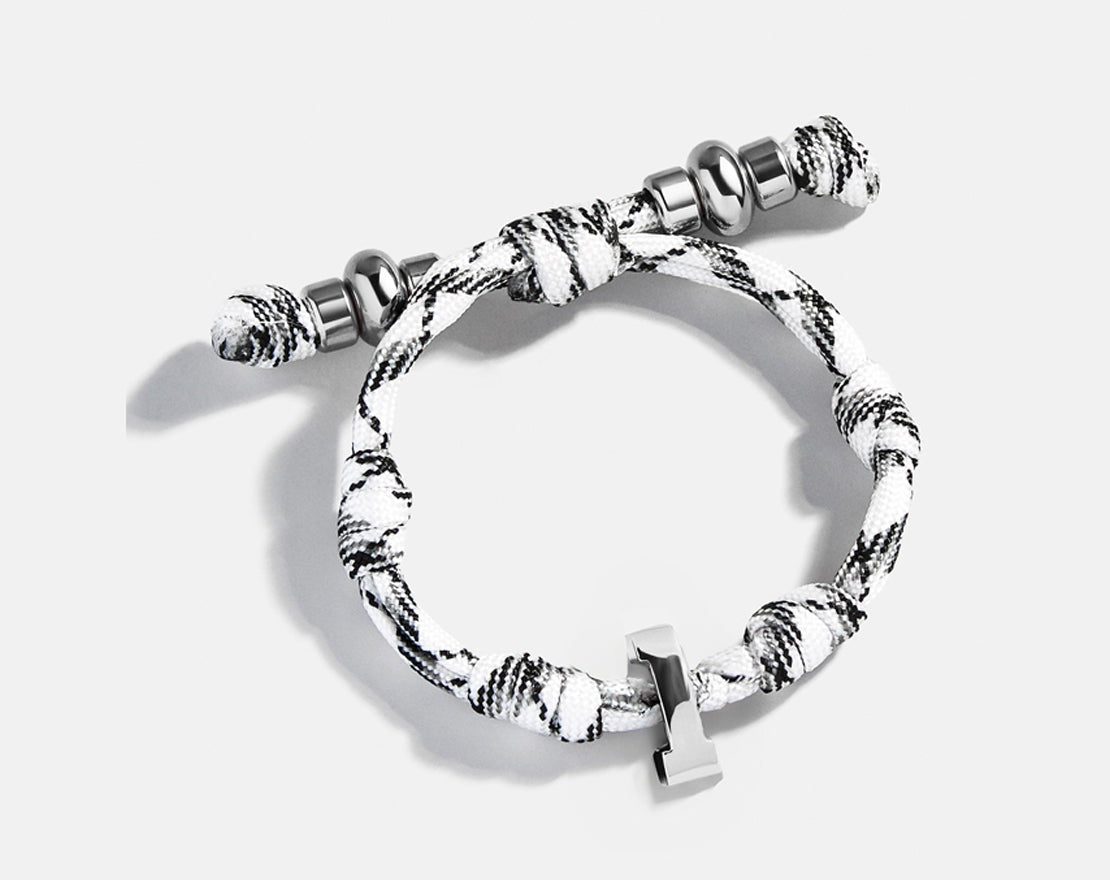 Knotty Varsity Number Custom Bracelet - Onyx/White Single Digit