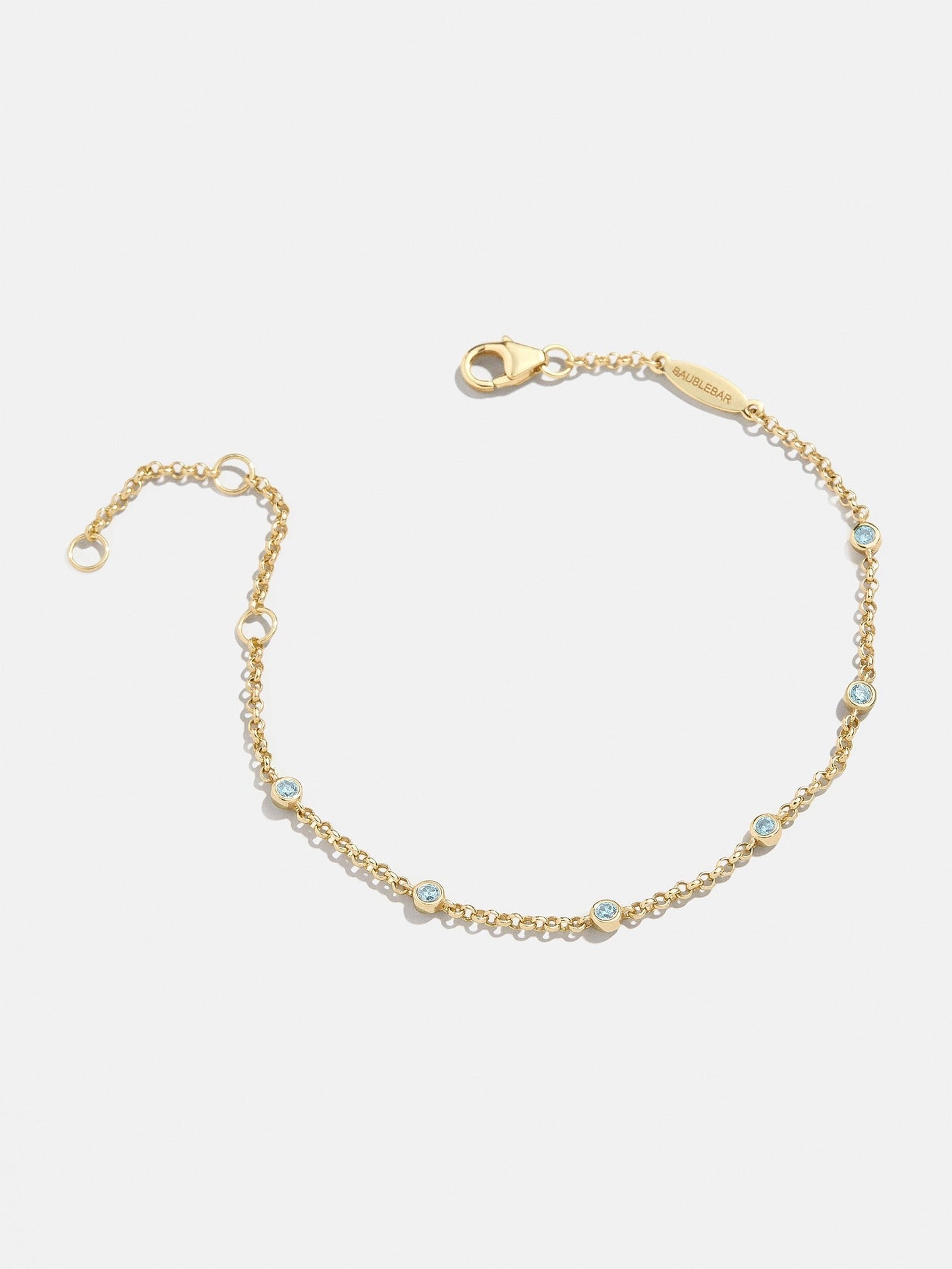 Yasmine 18K Gold Birthstone Bracelet - Aquamarine