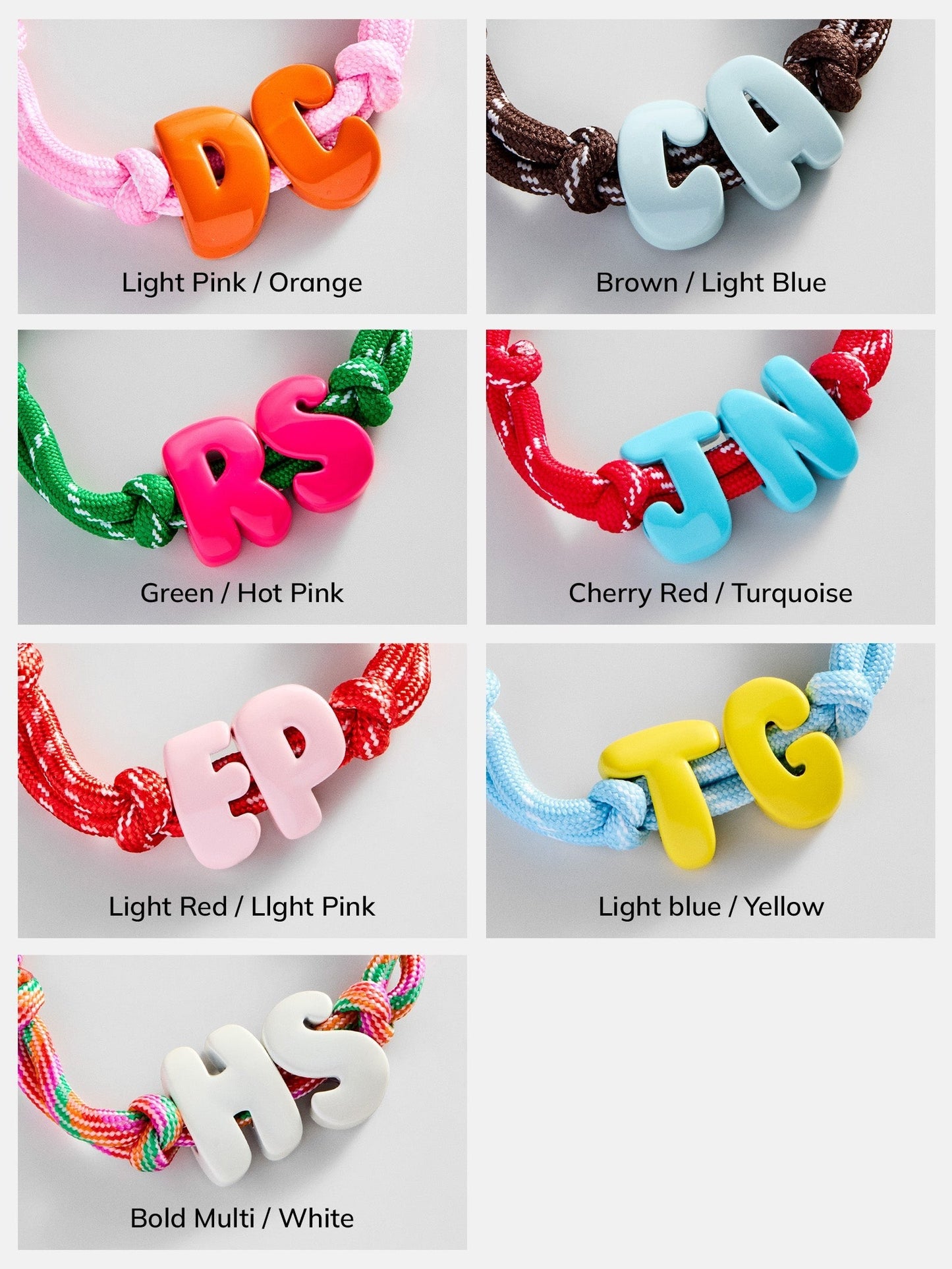 Knotty Enamel Initial Custom Bracelet - Pink/Orange Double Letter