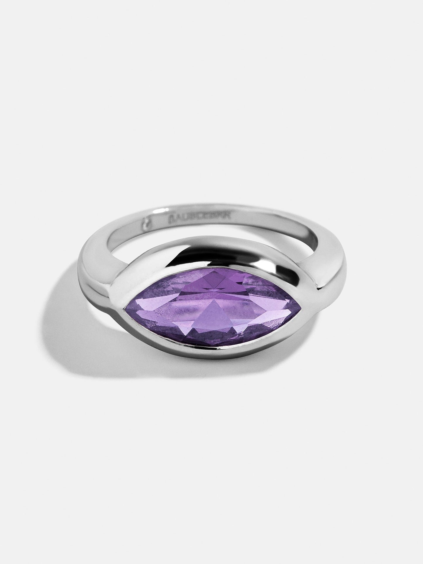 Silver Cubic Zirconia Custom Birthstone Ring - Light Amethyst