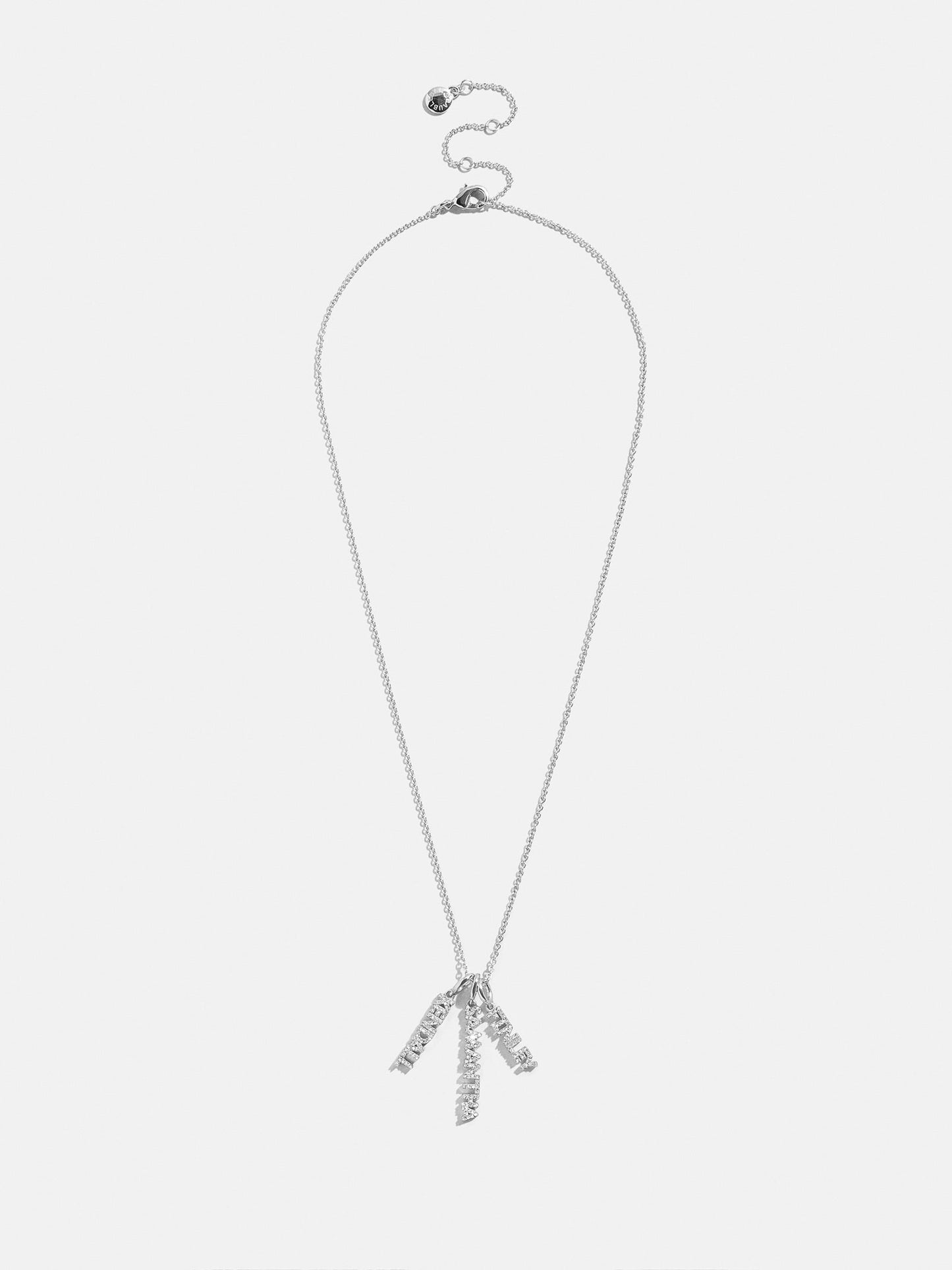 Mini Silver Pavé Block Cluster Custom Nameplate Necklace - 1 Name