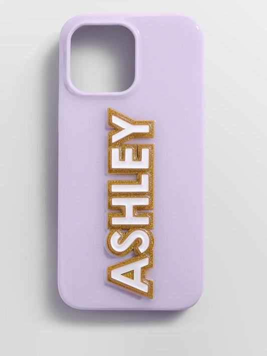Block Font Custom iPhone Case - Lavender/White