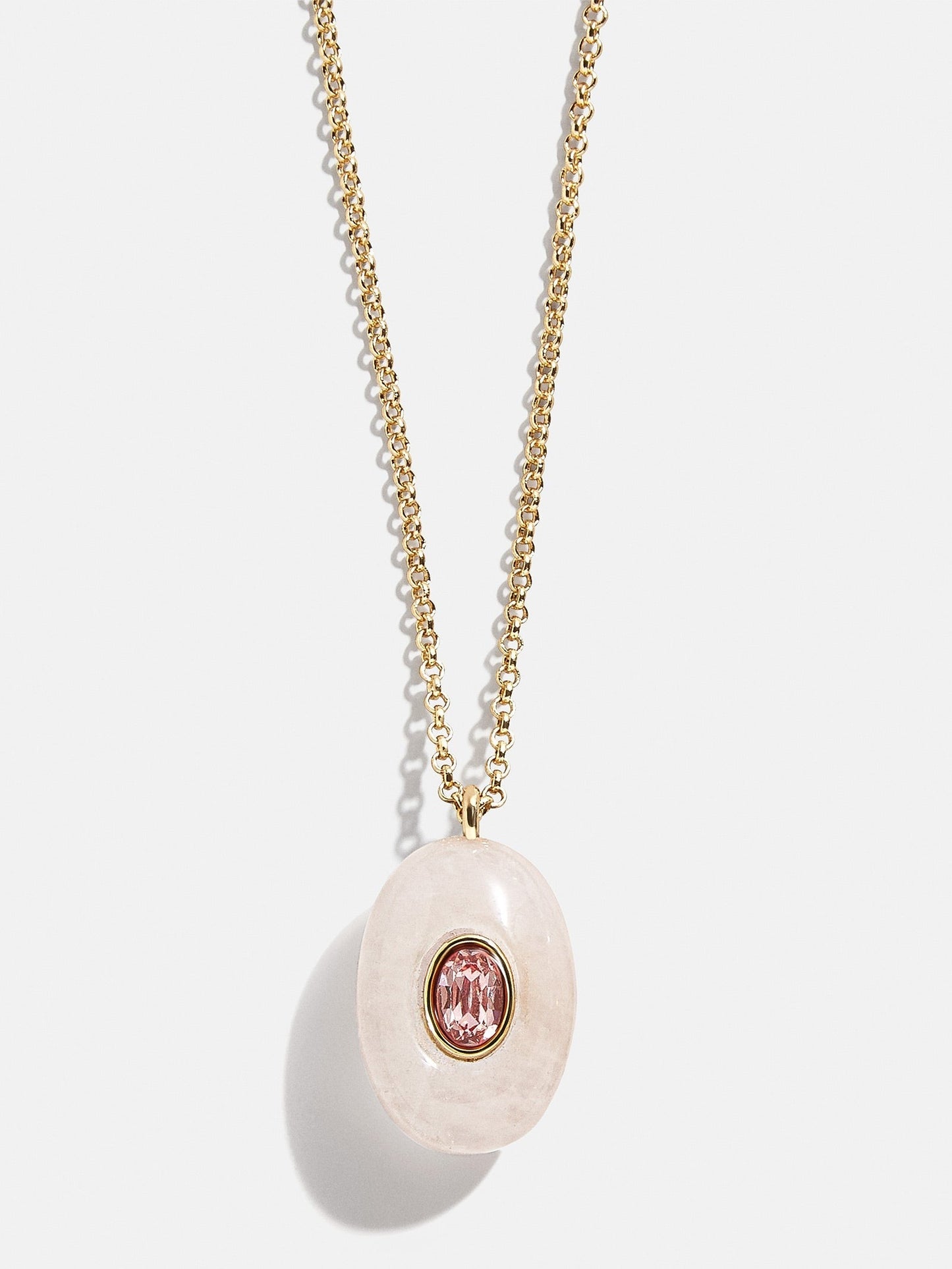 Aura Semi-Precious Pendant Necklace - Rose Quartz