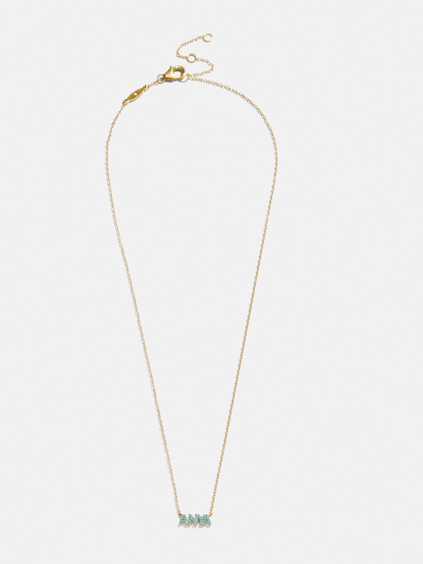 14K Gold Semi-Precious Custom Nameplate Necklace - Turquoise