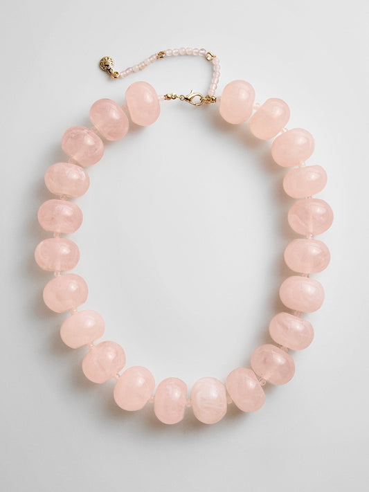 Joan Semi-Precious Necklace - Rose Quartz Bead