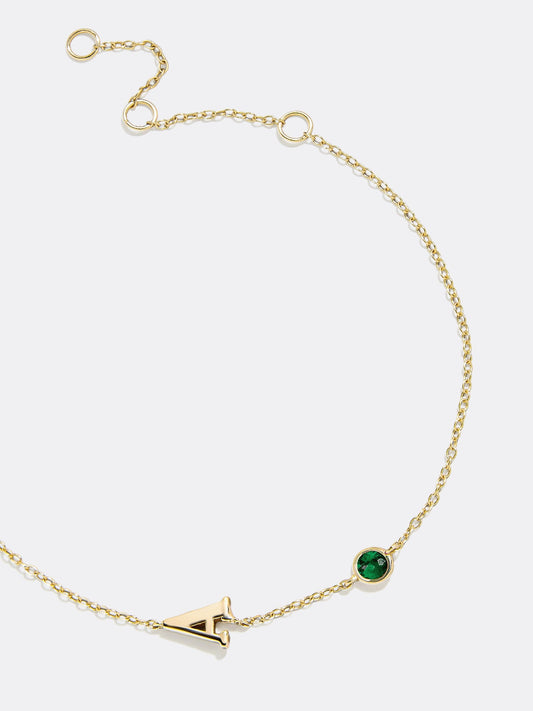 14K Gold Initial Birthstone Custom Bracelet - Crystal