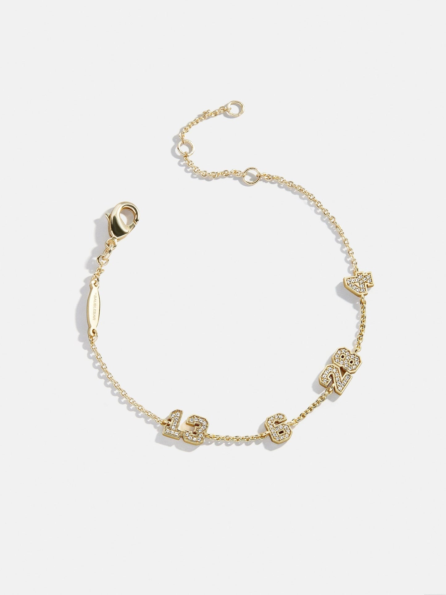 Varsity Number Custom Bracelet - Four Gold Stations